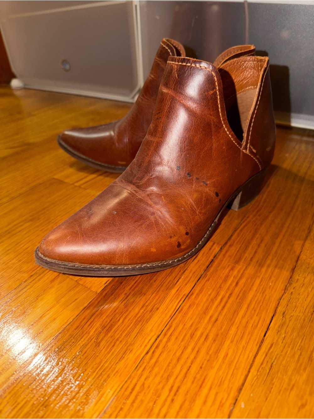 Steve Madden Brown Leather Western Pointed Toe Ankle Booties